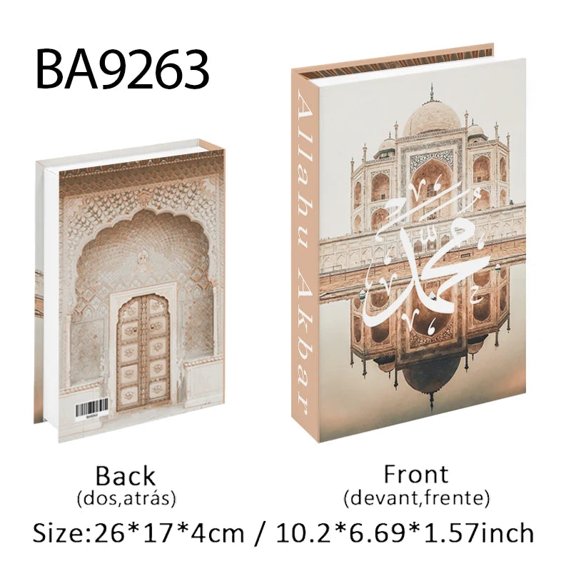 Islamic Kaaba Mosque Luxe Fake Book Storage Box Home Interior Decoration Decorative Books Coffee Table Bedroom Living Room Decor