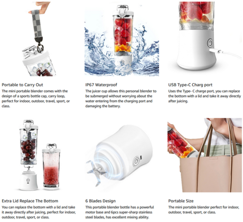 600ML Draadloze Elektrische Blender Fles