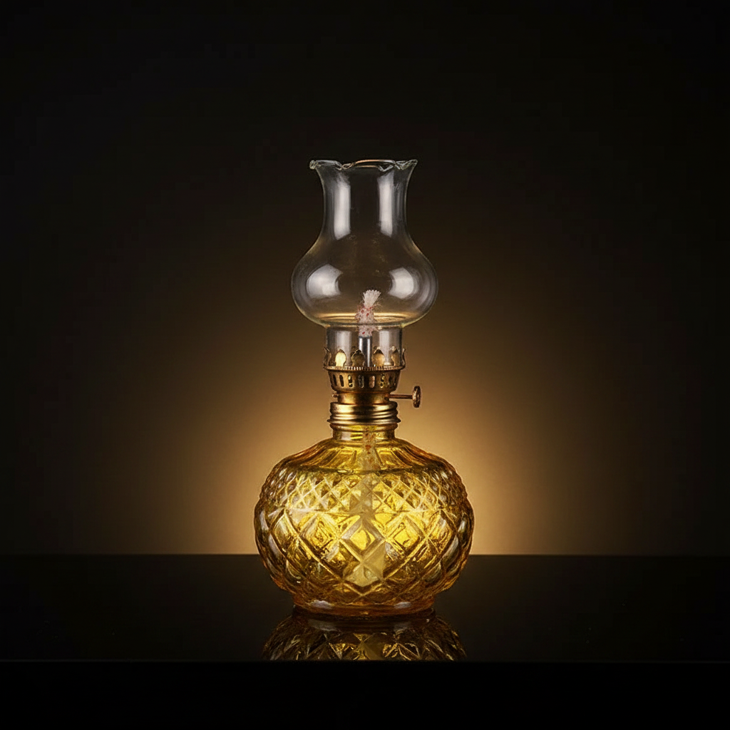 Olielamp Geel – Luxe Donkere Achtergrond