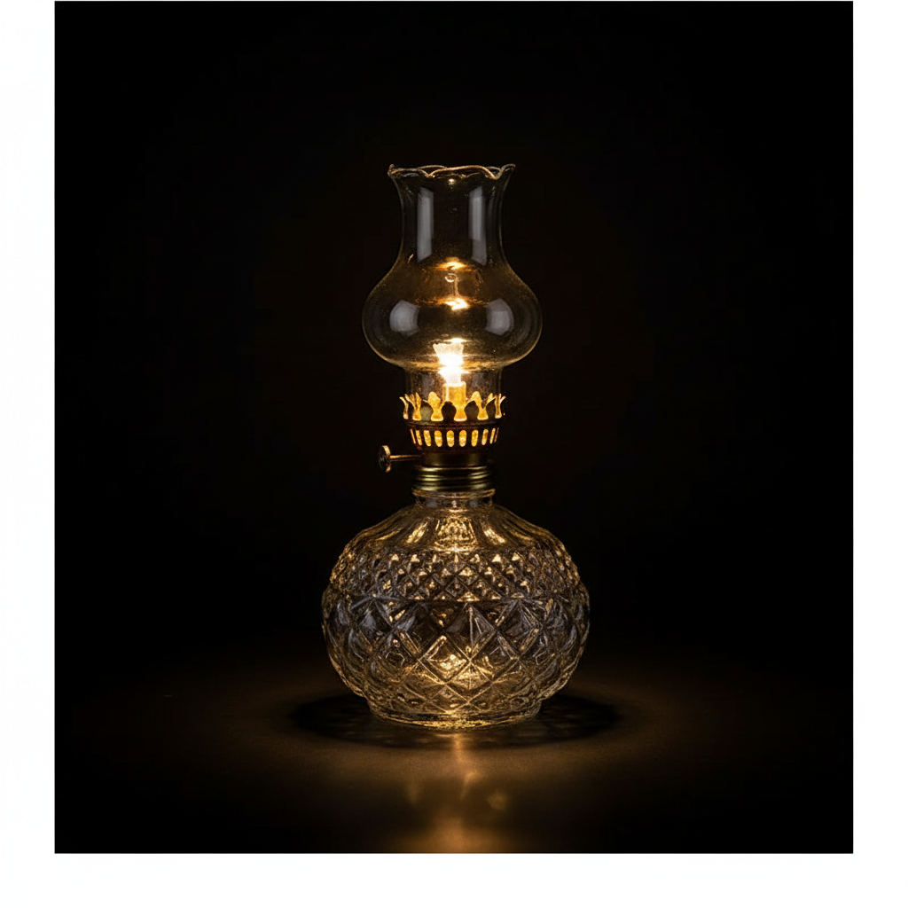 Olielamp Transparant – Luxe Donkere Achtergrond